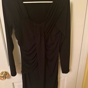 Daisy Fuentes Black Long-Sleeve Ruched Women's Dress Size Small